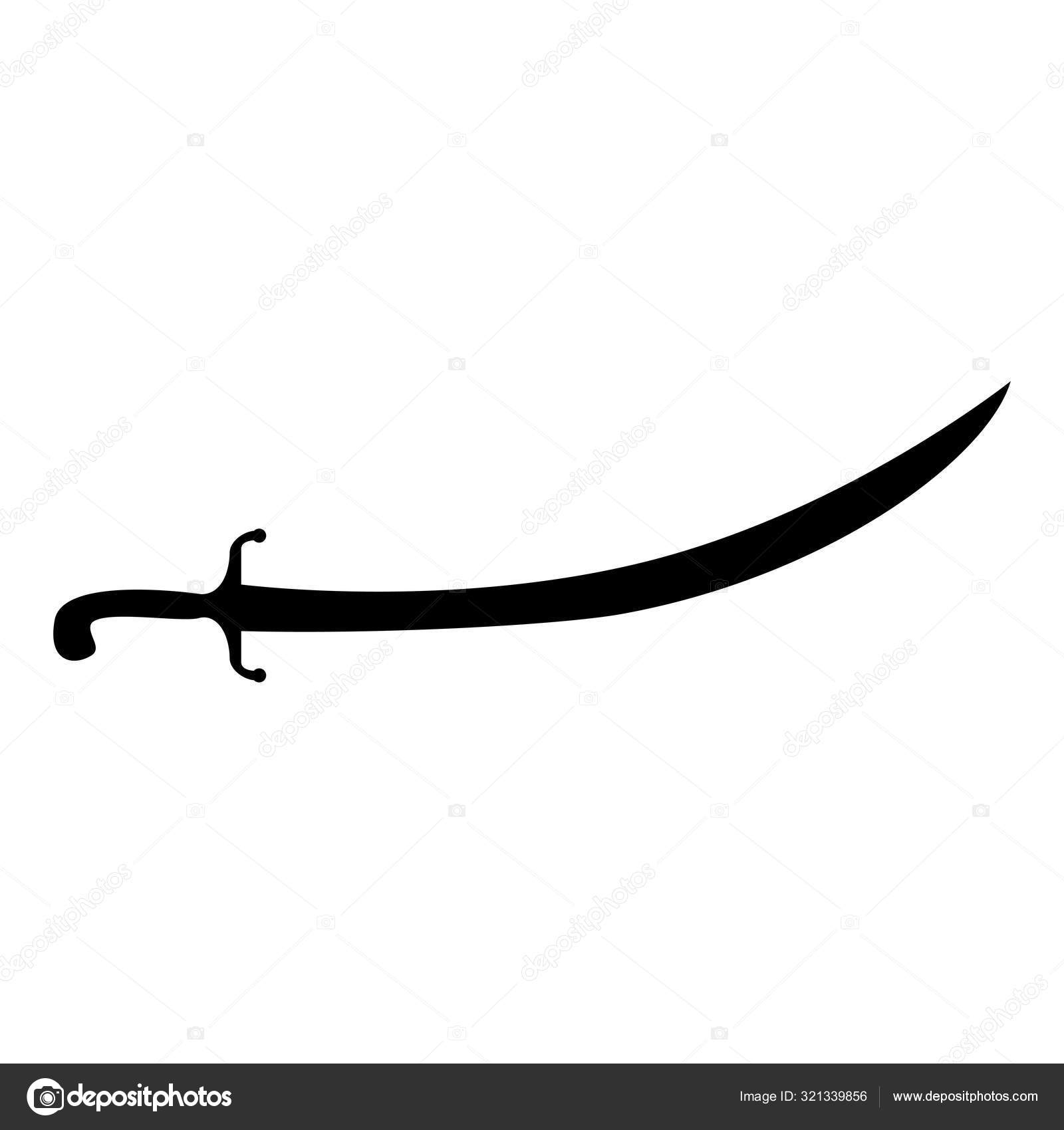 Sword Saber Icon Logo Isolated On White Background Stock