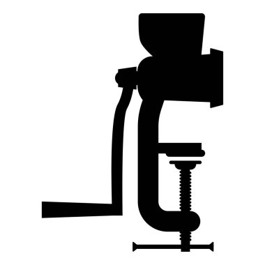 Elle kıyma öğütücü Eski mutfak ekipmanları Değirmen Öğütücü simgesi siyah renk vektör illüstrasyonu düz resim