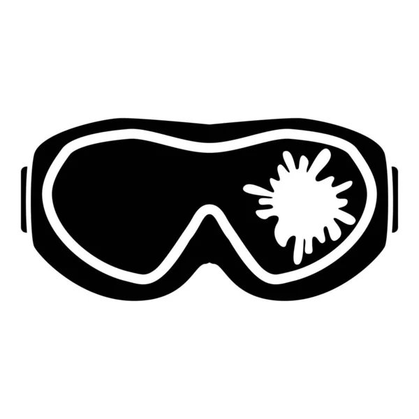 Máscara de Paintball com marca de tinta Blot no ícone de vidro cor preta vetor ilustração imagem estilo plano —  Vetores de Stock
