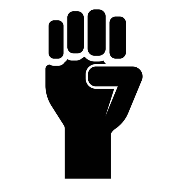 Fist up Concept de liberté lutte révolution pouvoir protestation icône noir couleur vecteur illustration plat style image — Image vectorielle