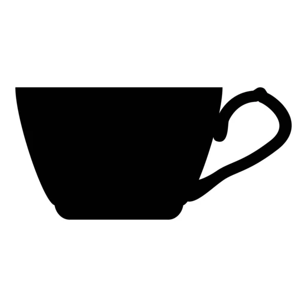 Taza de té icono negro vector de color ilustración imagen de estilo plano — Archivo Imágenes Vectoriales