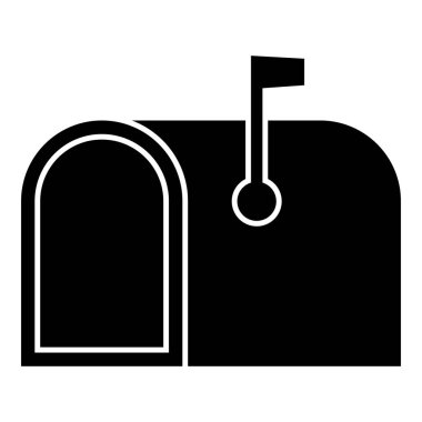 Bayrak kutulu Amerikan posta kutusu Sütun kutusu simgesi siyah renk vektör illüstrasyonlu düz resim