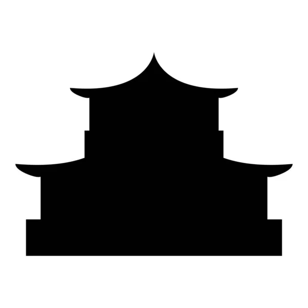 Siluetă chineză casă Pagoda tradițională asiatică Catedrala japoneză Pictogramă fațadă culoare neagră vector ilustrare stil plat imagine — Vector de stoc