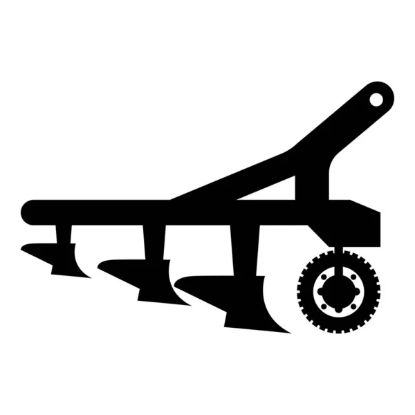 Plow for cultivating land before sowing farm products Tractor machanism equipment Industrial device icon black color vector illustration flat style image — Stock Vector