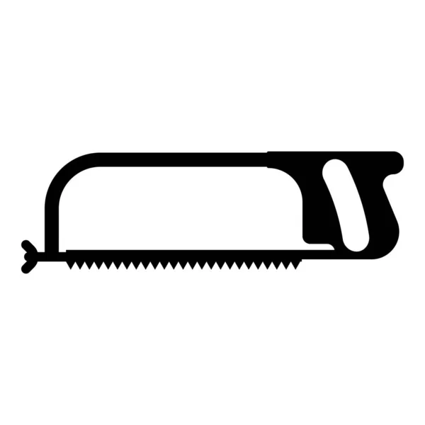 Hacksaw für Metall und manuelle Verwendung Handsäge Reparaturwerkzeug Symbol schwarze Farbe Vektor Illustration flachen Stil Bild — Stockvektor