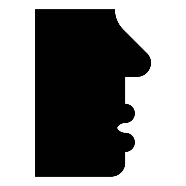 Visage humain vue de côté tête bouche nez lèvre Profil masculin personne silhouette icône noir couleur vecteur illustration plat style image — Image vectorielle