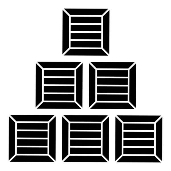 Пірамідальні ящики Дерев'яні ящики Контейнери значок чорного кольору Векторні ілюстрації зображення плоского стилю — стоковий вектор