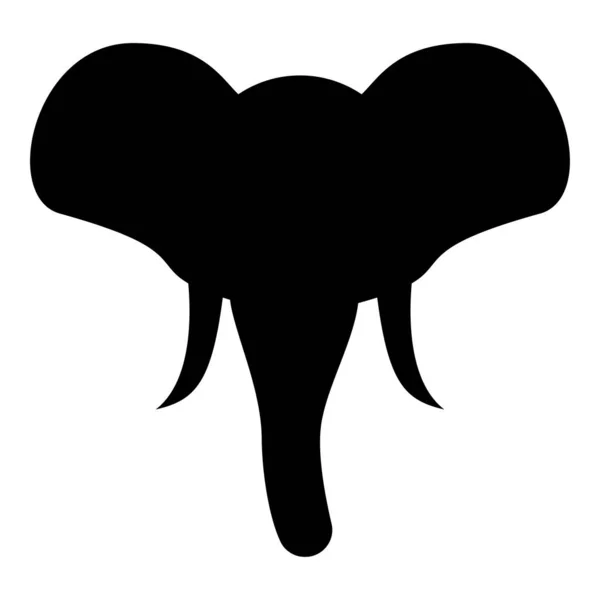 Kopf des Elefanten Silhouette Maskottchen Vorderansicht afrikanische oder indische Tier Symbol schwarze Farbe Vektor Illustration flachen Stil Bild — Stockvektor