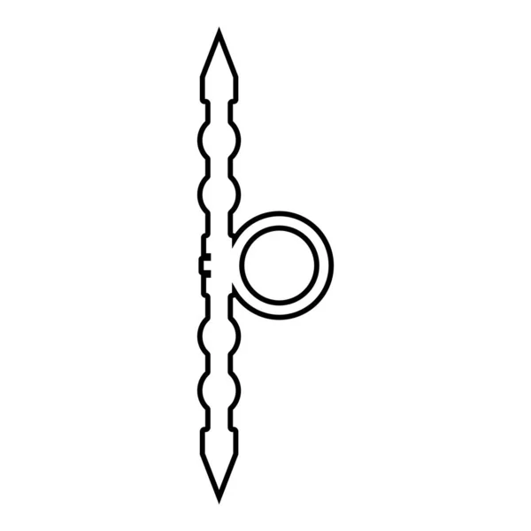 Santensu arma de samurai para la mano icono contorno color negro vector ilustración plano estilo imagen — Vector de stock