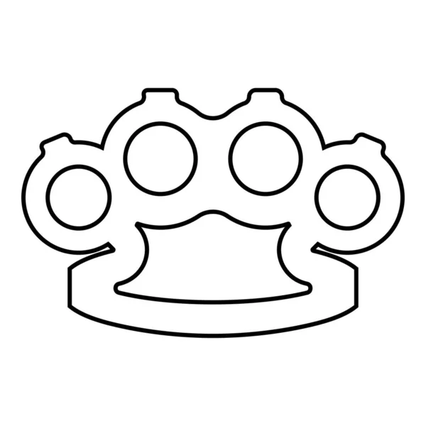 Knuckleduster Knuckles Arme pour icône de la main contour noir couleur vectoriel illustration plat style image — Image vectorielle