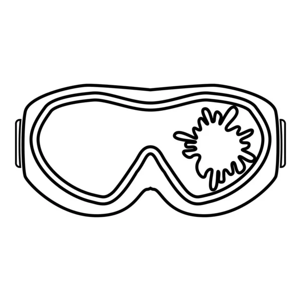 Maschera Paintball con marchio di vernice Blot sull'icona di vetro contorno colore nero vettoriale illustrazione stile piatto immagine — Vettoriale Stock