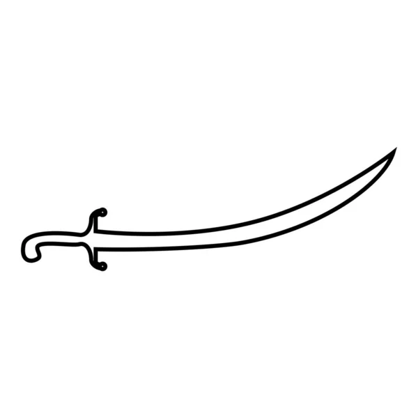Türkische Säbel scimitar Säbel der arabischen persischen gebogenen Schwert Symbol Umriss schwarze Farbe Vektor Illustration flachen Stil Bild — Stockvektor