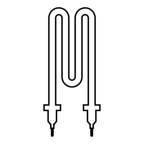Значок теплового электрического нагревательного элемента контур черного цветового вектора иллюстрация плоский стиль изображения — стоковый вектор