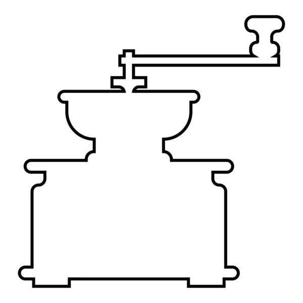 Moulin à café Fabrication manuelle classique style vintage icône contour noir couleur vecteur illustration plat style image — Image vectorielle