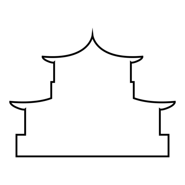 Силуэт китайского дома Традиционная азиатская пагода Японский собор икона фасада очертания черного цвета векторная иллюстрация плоский стиль изображения — стоковый вектор