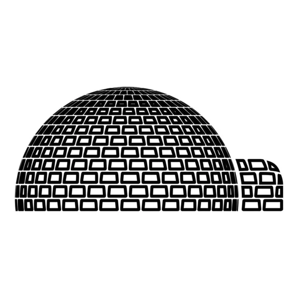 Igloo obydlí s ledovými kostkami bloky Místo, kdy živé inuits a eskymáci Arktida domů Dome tvar ikona obrys černá barva vektor ilustrace plochý styl image — Stockový vektor