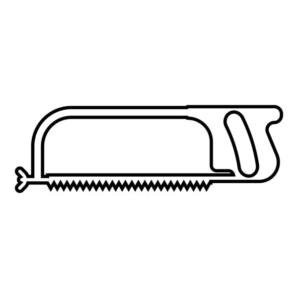 Hacksaw for metal and manual using Hand saw Repair tool icon outline black color vector illustration flat style image — Stockvector