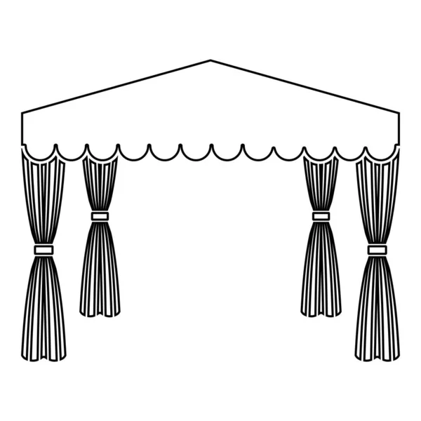 Canopy Pop up sátor Kereskedelmi pavilon Napellenző pihenésre Marquee Chuppah ikon körvonalazódik fekete színű vektor illusztráció lapos stílusú kép — Stock Vector