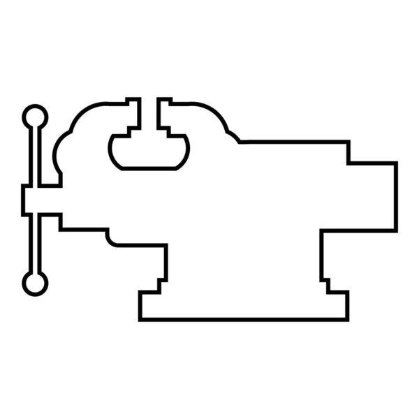 Vice mâchoire étau pince outil de réparation icône contour noir couleur vecteur illustration plat style image — Image vectorielle