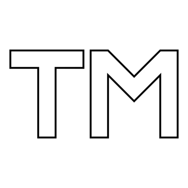 Tm litera znak towarowy ikona zarys czarny kolor wektor ilustracja płaski styl obraz — Wektor stockowy