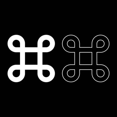 Sharp sembolü Hashtag Etiket simgesi ana hatları beyaz renk vektör illüstrasyonunu düz resim olarak ayarla