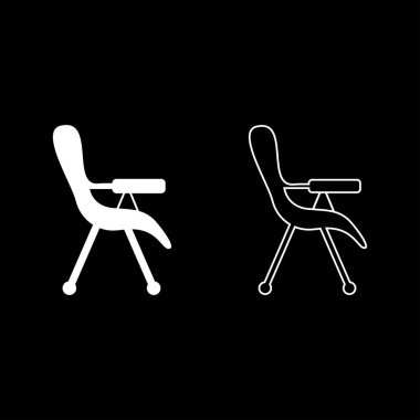 Besleme sandalyesi simgesi ana hatları beyaz renk vektör illüstrasyonunu düz resim olarak ayarla