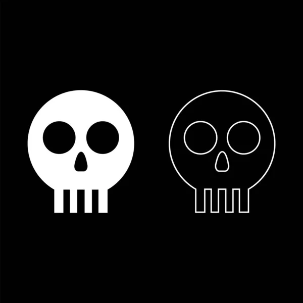 Crâne humain Cranium icon outline set blanc couleur vectoriel illustration plat style image — Image vectorielle