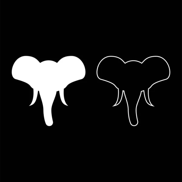 Κεφαλή του ελέφαντα σιλουέτα μασκότ μπροστινή όψη Αφρικανική ή ινδική εικονίδιο ζώο περίγραμμα που λευκό διάνυσμα χρώμα εικονογράφηση επίπεδη εικόνα στυλ — Διανυσματικό Αρχείο