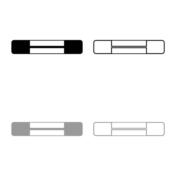 Símbolos de circuito de fusible eléctrico Protección contra sobrecarga Conjunto de iconos de elemento fusible Ilustración de vectores de color gris negro Imagen de estilo plano — Vector de stock