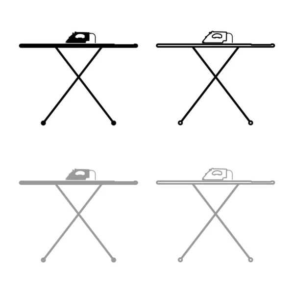 Planche à repasser avec icône de fer contour mis noir gris couleur vectoriel illustration plat style image — Image vectorielle