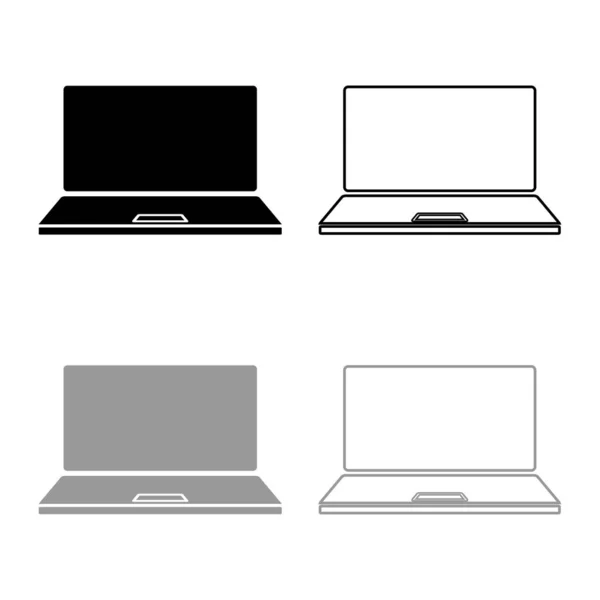 Laptop icon outline set black grey color vector illustration flat style image — Stock Vector