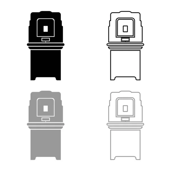 Macchina elettorale Elettronica EVM Apparecchiatura elettorale VVPAT icona contorno set nero grigio colore vettore illustrazione piatto stile immagine — Vettoriale Stock