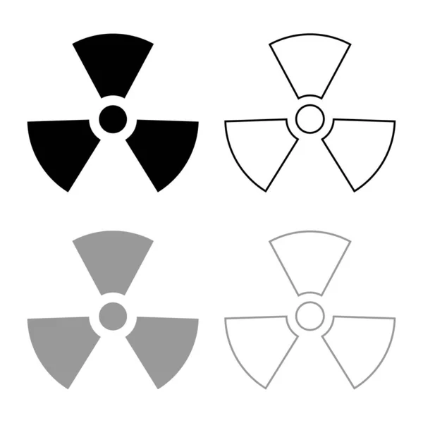 Radioactivity Symbol Nuclear sign icon outline set black grey color vector illustration flat style image — Stock Vector