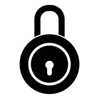 Asma kilit simgesi siyah renk vektör illüstrasyonunu düz resim biçimine kilitle