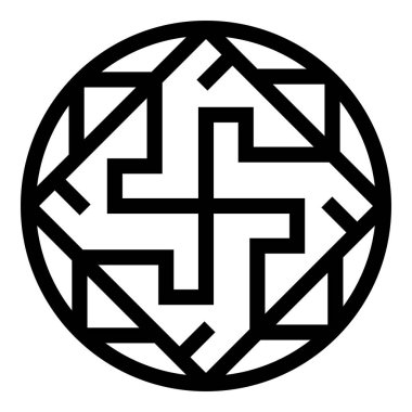 Valkyrie Varangian işareti Valkiriya Slav sembolü simgesi siyah renk vektör illüstrasyonu düz resim biçimi