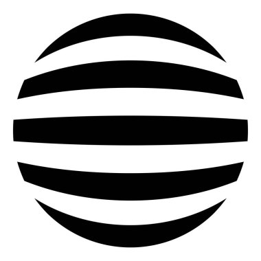 Çizgili küre dünyayı kavra Soyut top simgesi siyah renk vektör illüstrasyonu düz resim