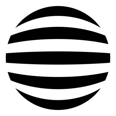 Çizgili küre dünyayı kavra Soyut top simgesi siyah renk vektör illüstrasyonu düz resim