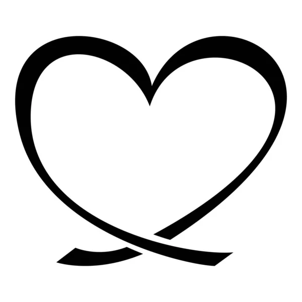 Band Herz Symbol Schwarz Farbvektor Illustration Flachen Stil Einfaches Bild — Stockvektor