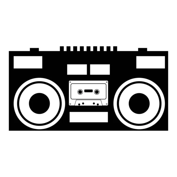 Cassette Recorder Mobile Stereo Music Icon Black Color Vector Illustration — Stock Vector