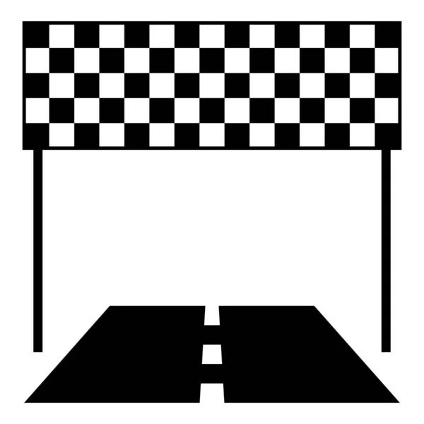 Afwerking Weg Lijn Racebaan Succes Concept Afwerking Pictogram Zwart Kleur — Stockvector