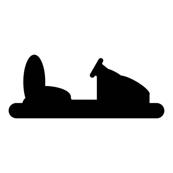 バンパー車のシルエットレーストラックのための電気機械サイドショーアミューズメントパークアトラクションドジェムアイコンブラックカラーベクトルイラストフラットスタイルシンプルな画像 — ストックベクタ
