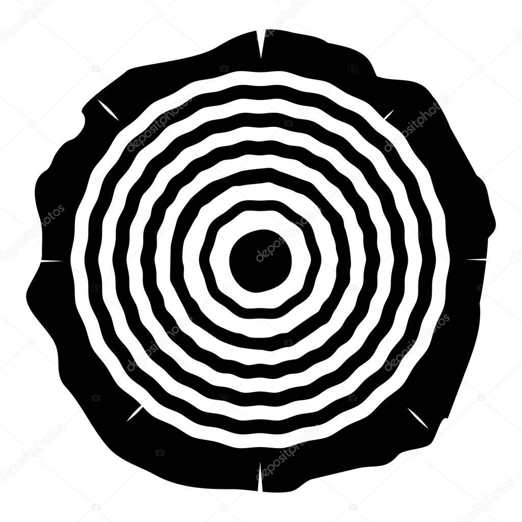 Cut tree Wood rings trunk Timber wooden texture icon black color vector illustration flat style simple image