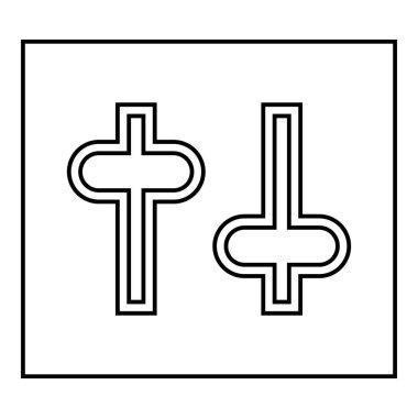 Ayarlar düğmesi Ayarlama Düğmeleri Düzenleyiciler simgesi ana hatları siyah renk vektör çizimi düz resim biçimi