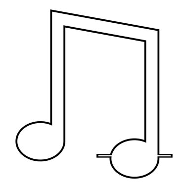 Sekizinci nota simgesi ana hatları siyah renk çizimi düz biçim basit resim