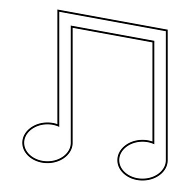 Sekizinci nota simgesi ana hatları siyah renk çizimi düz biçim basit resim