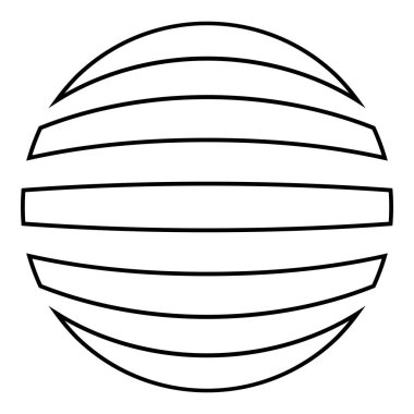 Çizgili küre dünya top simgesini kavra Soyut top simgesi ana hatları siyah renk vektör illüstrasyonu düz resim biçimi