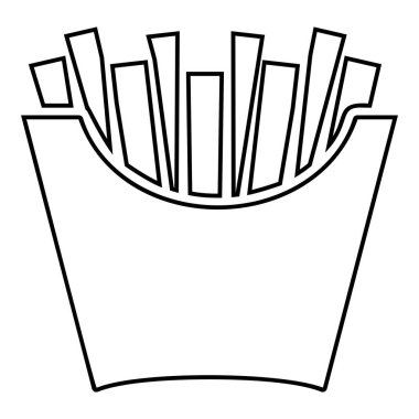 Kese kağıdında patates kızartması. Fast food kova kutusunda. Atıştırmalık konsepti simgesi.