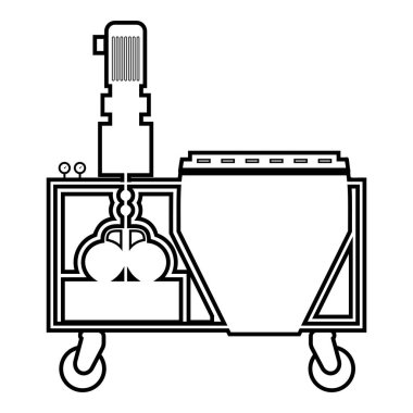 Sıva istasyonu duvar dekorasyon makinesi Çözümü simge anahatlarını karıştırıyor siyah renk vektör illüstrasyonu düz resim