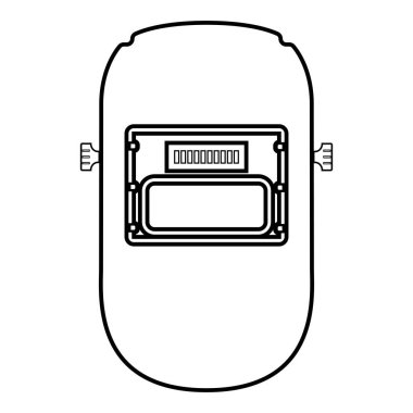 Kaynakçı maskesi simgesi ana hatları siyah renk illüstrasyonu düz resim