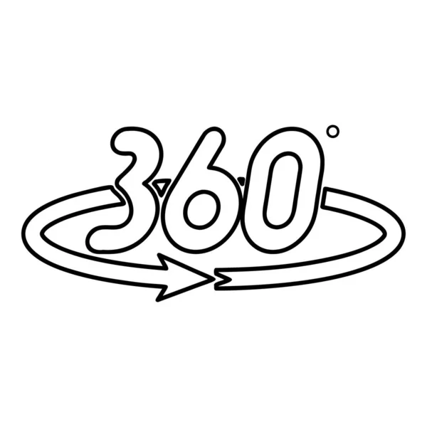 360 Stupeň Rotace Šipka Koncept Full View Ikona Obrys Černá — Stockový vektor